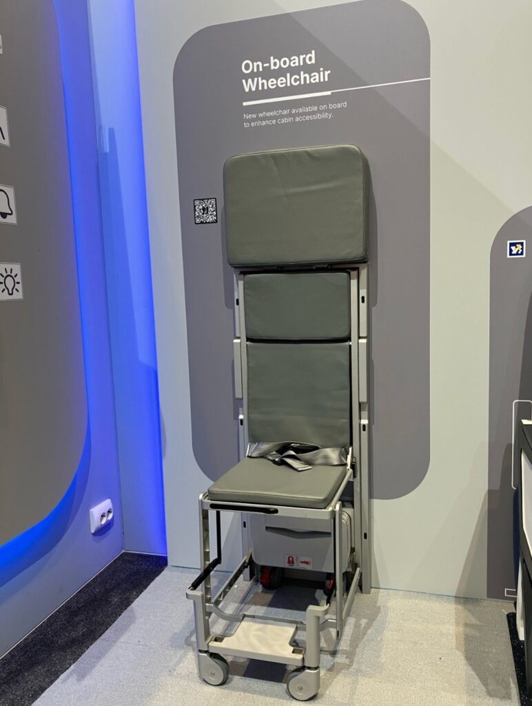 Integrated cabin attendant seat and aisle chair.